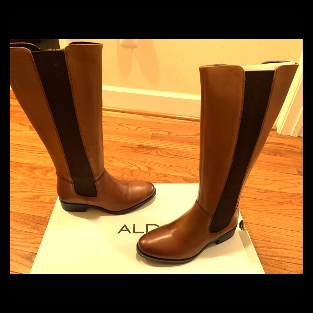 Pair of Aldo Cognac riding boots 7.5